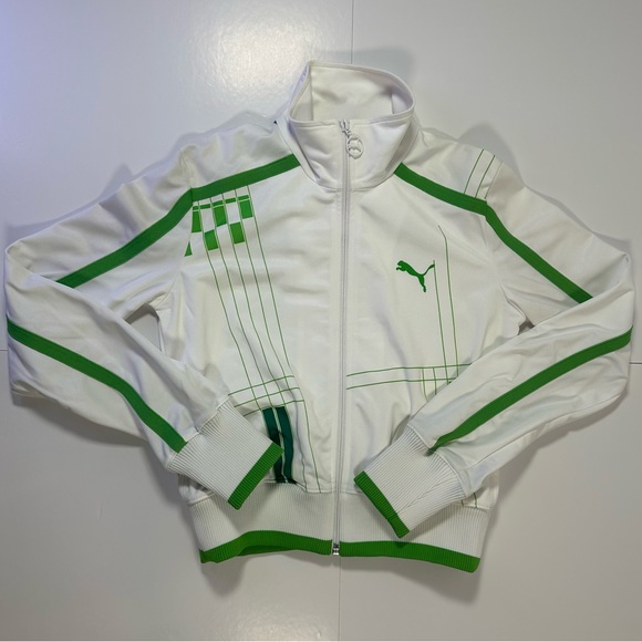 Puma Women’s Track Jacket Small White Green Full Zip Athletic NWT - Picture 7 of 9